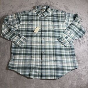 BILL BLASS MENS LONG SLEEVE 100% COTTON BLUE PLAID SHIRT 2XLT